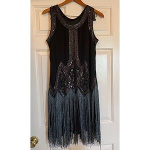 Sequin Fringe Flapper Dress